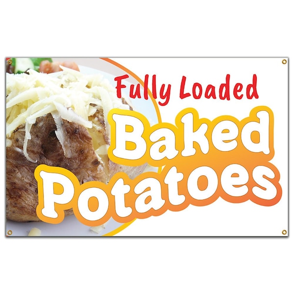 Baked Potatoes Banner Heavy Duty 13 Oz Vinyl with Grommets